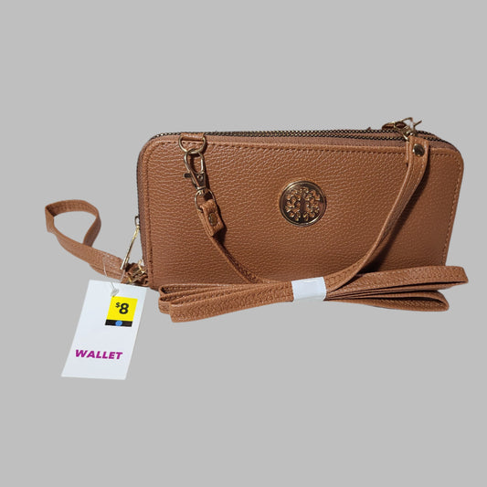 Brown 2 Pocket Wallet w/ Handle & Shoulder Strap - NEW