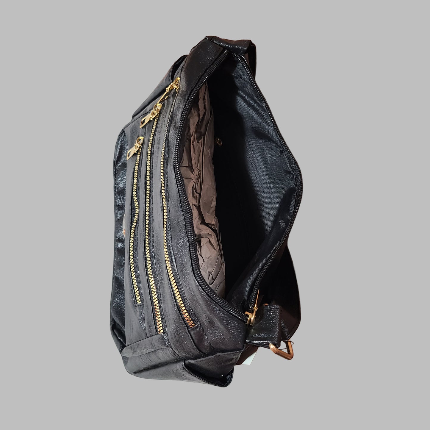 Women's Black w/ Gold Detail Multi-Compartment Purse - NEW