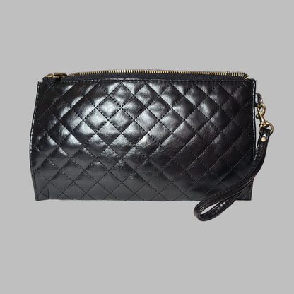 Quilted Black Wristlet Clutch or Wallet - NEW