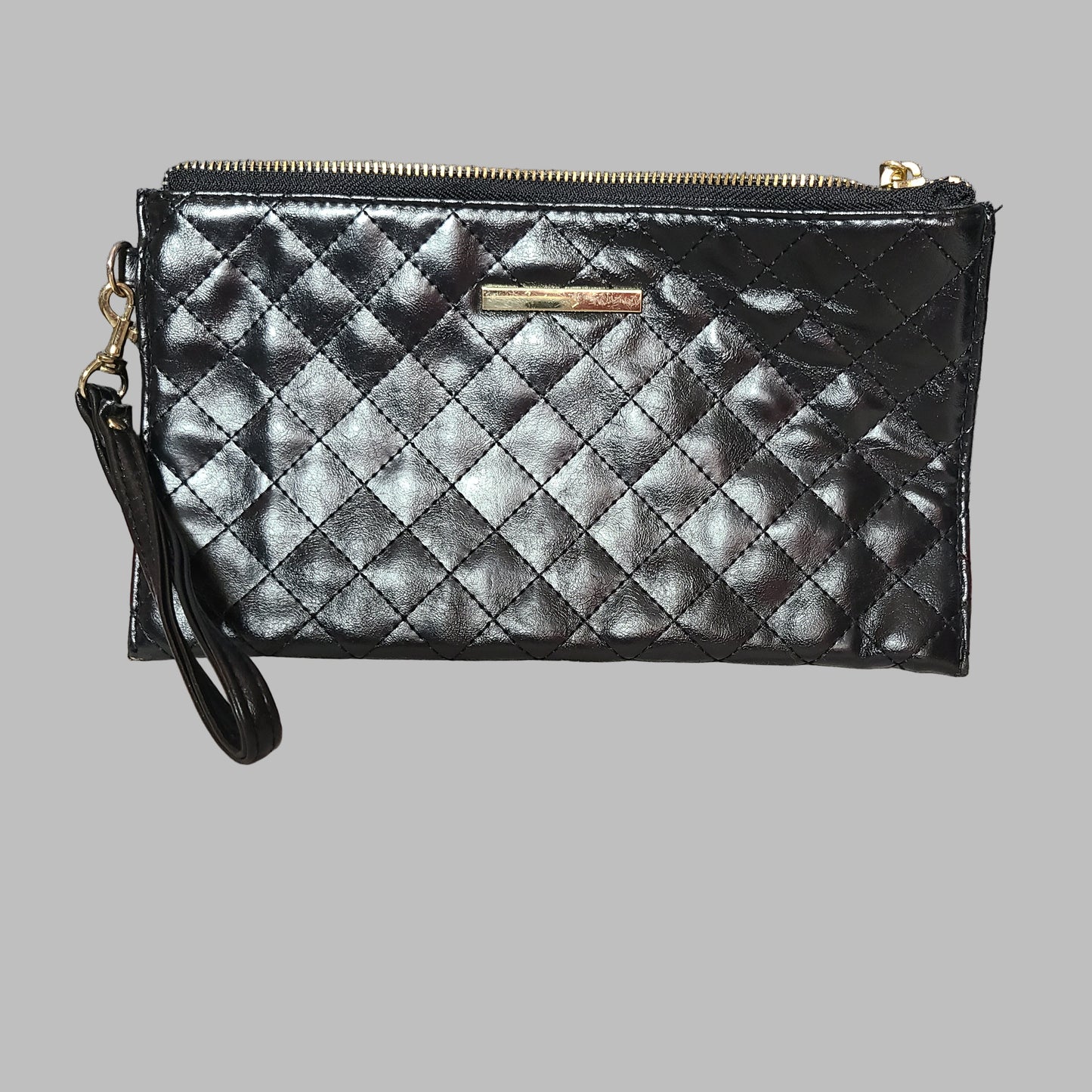 Quilted Black Wristlet Clutch or Wallet - NEW