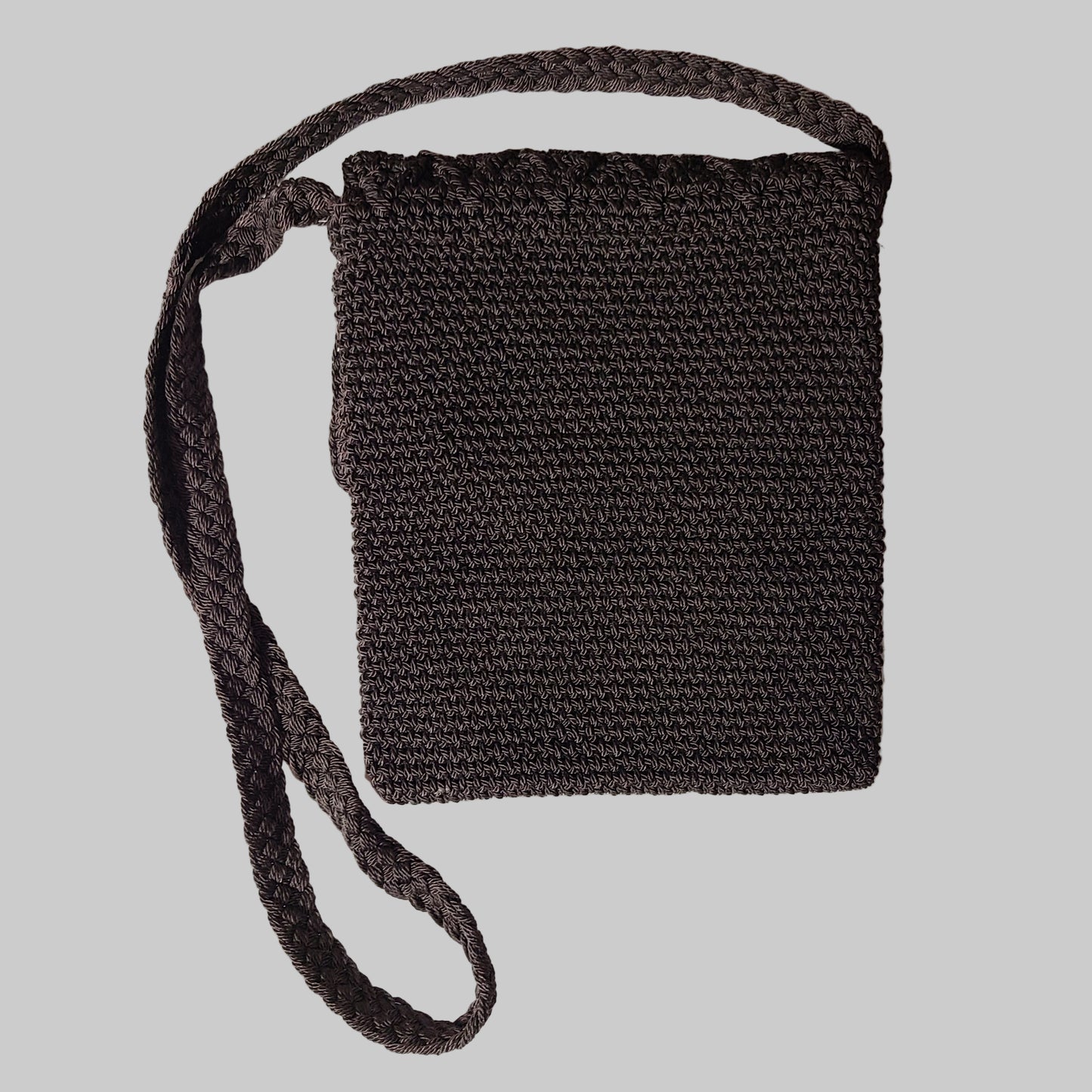 Small Crocheted Cross-Body Dark Brown Purse - USED