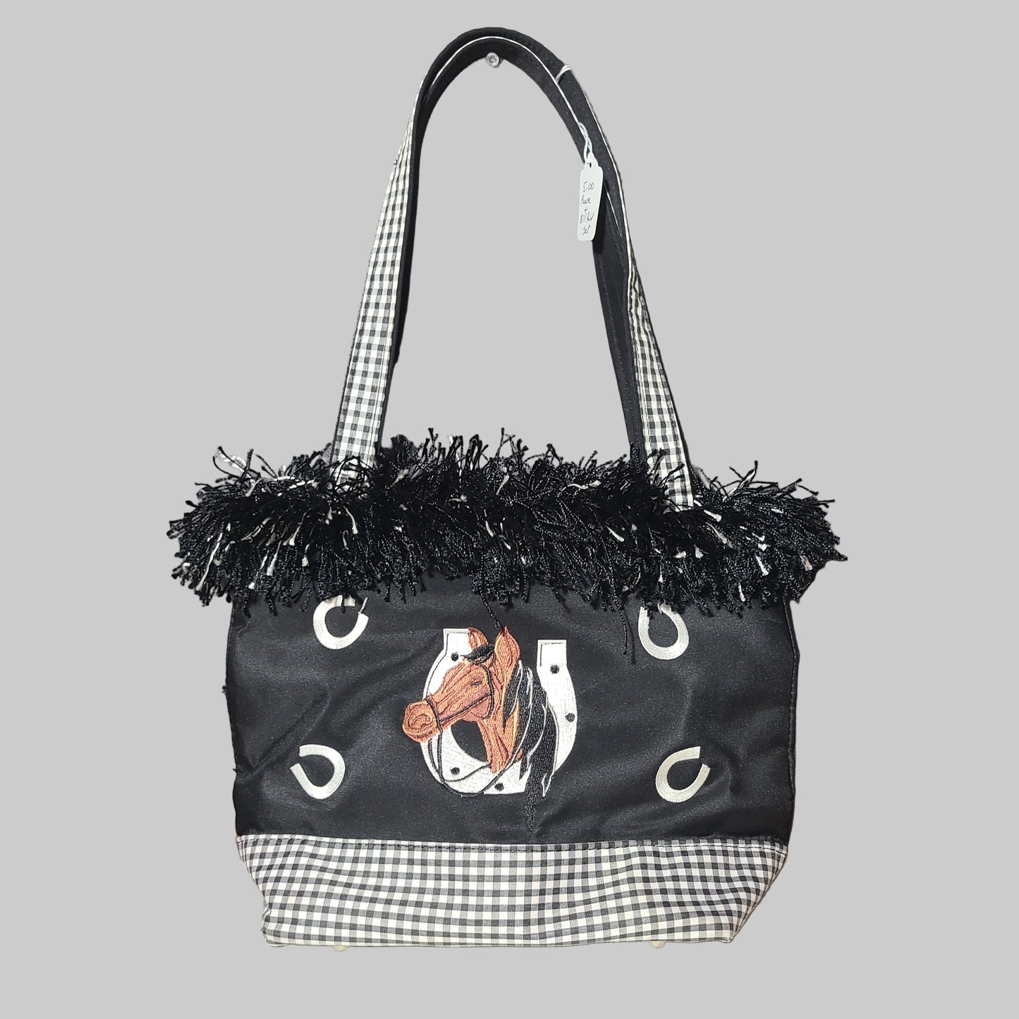 Black and White Plaid Horse Purse & Wallet - NEW