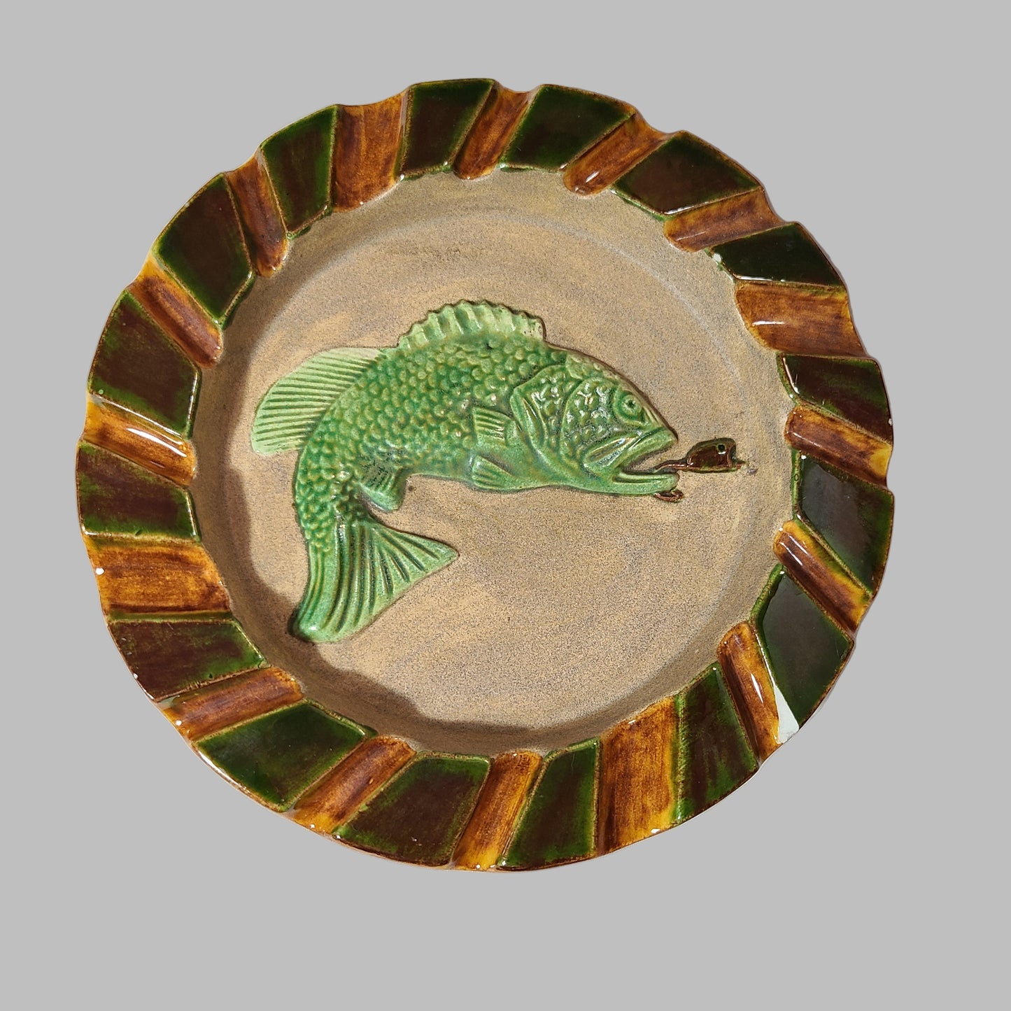 VTG Personalized Ceramic Bass Fish Ashtray - Small Chip Shown in Pics - USED