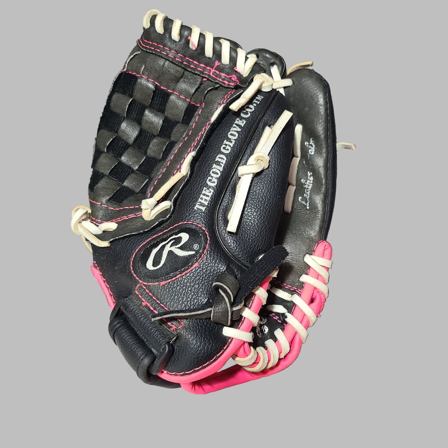 Rawlings Girls Fast Pitch WFP115 11.5" Black & Pink Leather Palm Softball Glove - USED
