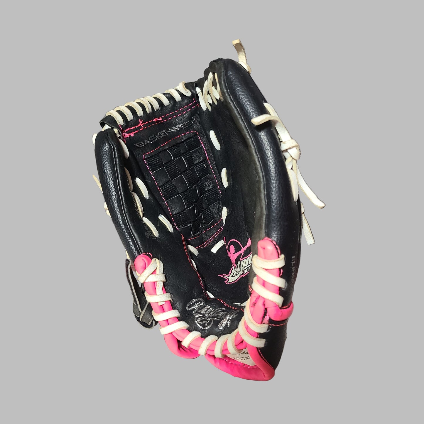 Rawlings Girls Fast Pitch WFP115 11.5" Black & Pink Leather Palm Softball Glove - USED