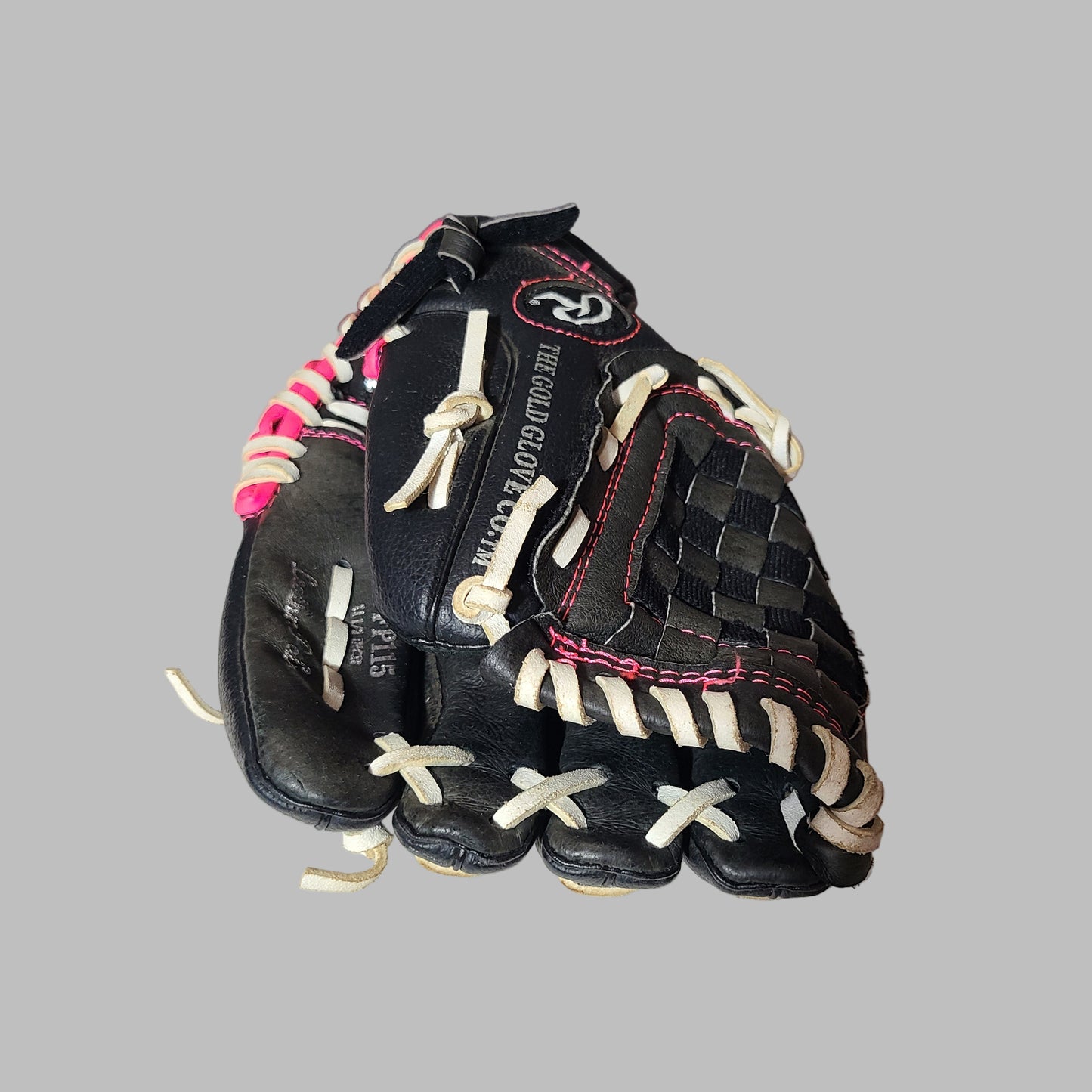 Rawlings Girls Fast Pitch WFP115 11.5" Black & Pink Leather Palm Softball Glove - USED
