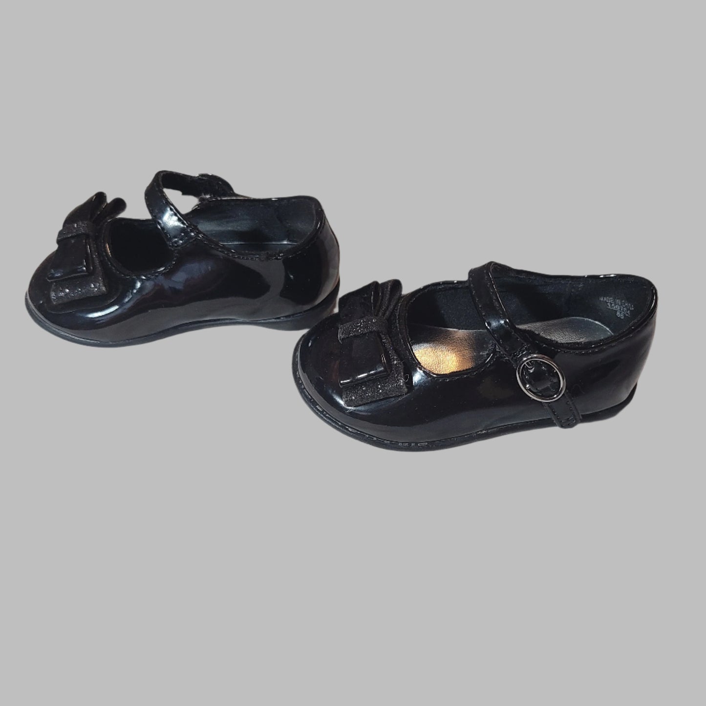 Teeny Toes Size 3 Black Dress Shoes w/ Bow - USED