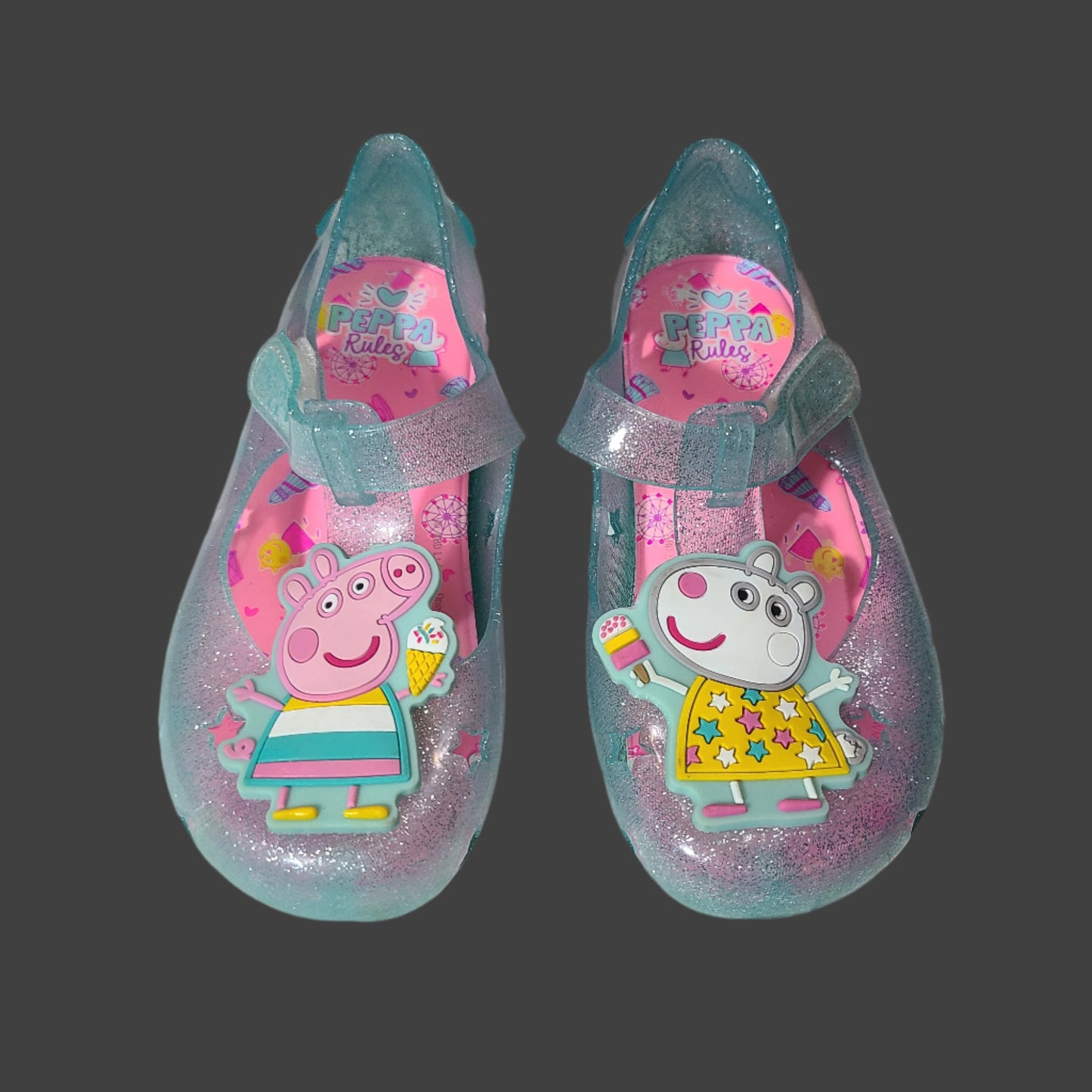 Girls Size 11 Peppa Pig Blue Jelly Shoes - LIKE NEW