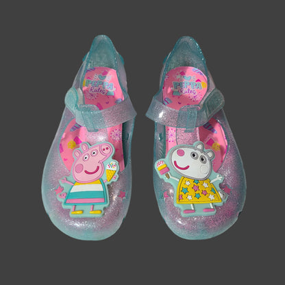 Girls Size 11 Peppa Pig Blue Jelly Shoes - LIKE NEW