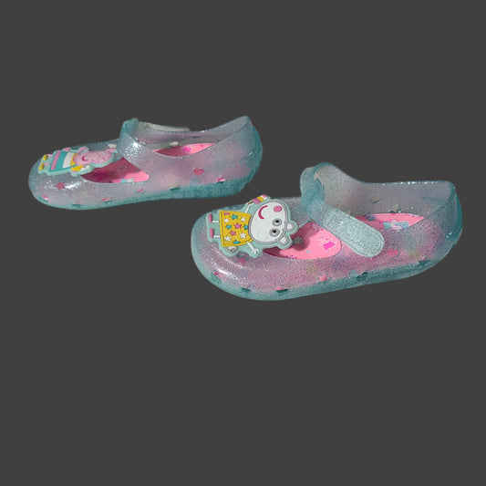 Girls Size 11 Peppa Pig Blue Jelly Shoes - LIKE NEW