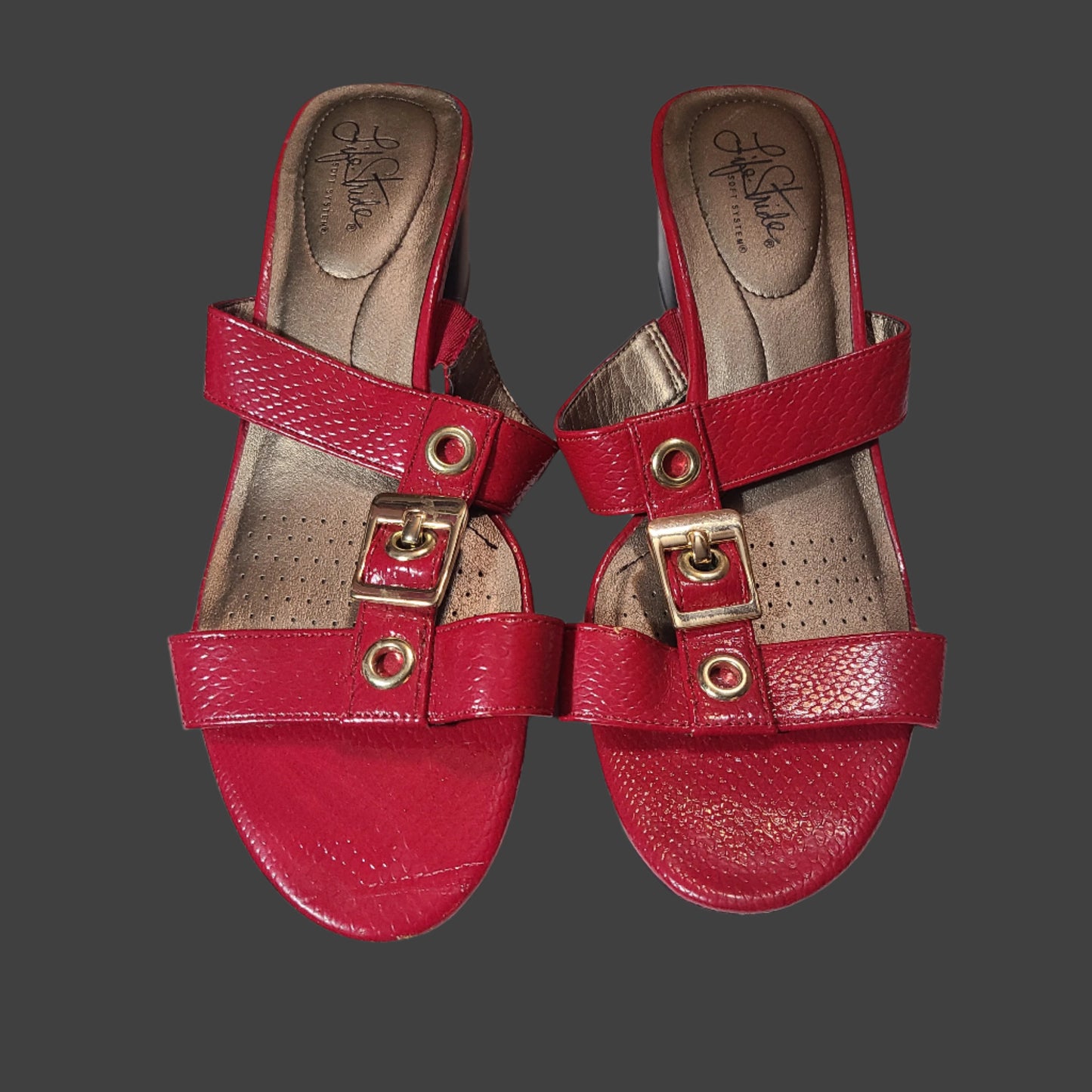 Women's Size 9.5M Red Life Stride Sandals - LIKE NEW