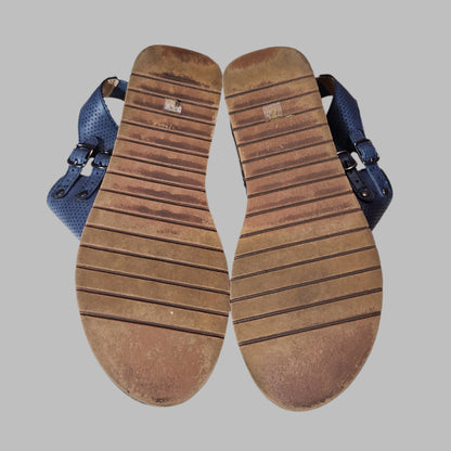 Women's Size 6 Journee Collection Mckell Navy Blue Wedge Sandals - USED