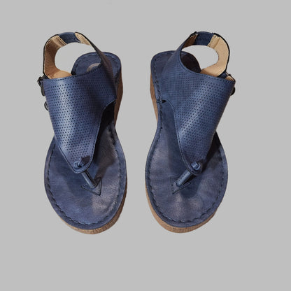 Women's Size 6 Journee Collection Mckell Navy Blue Wedge Sandals - USED