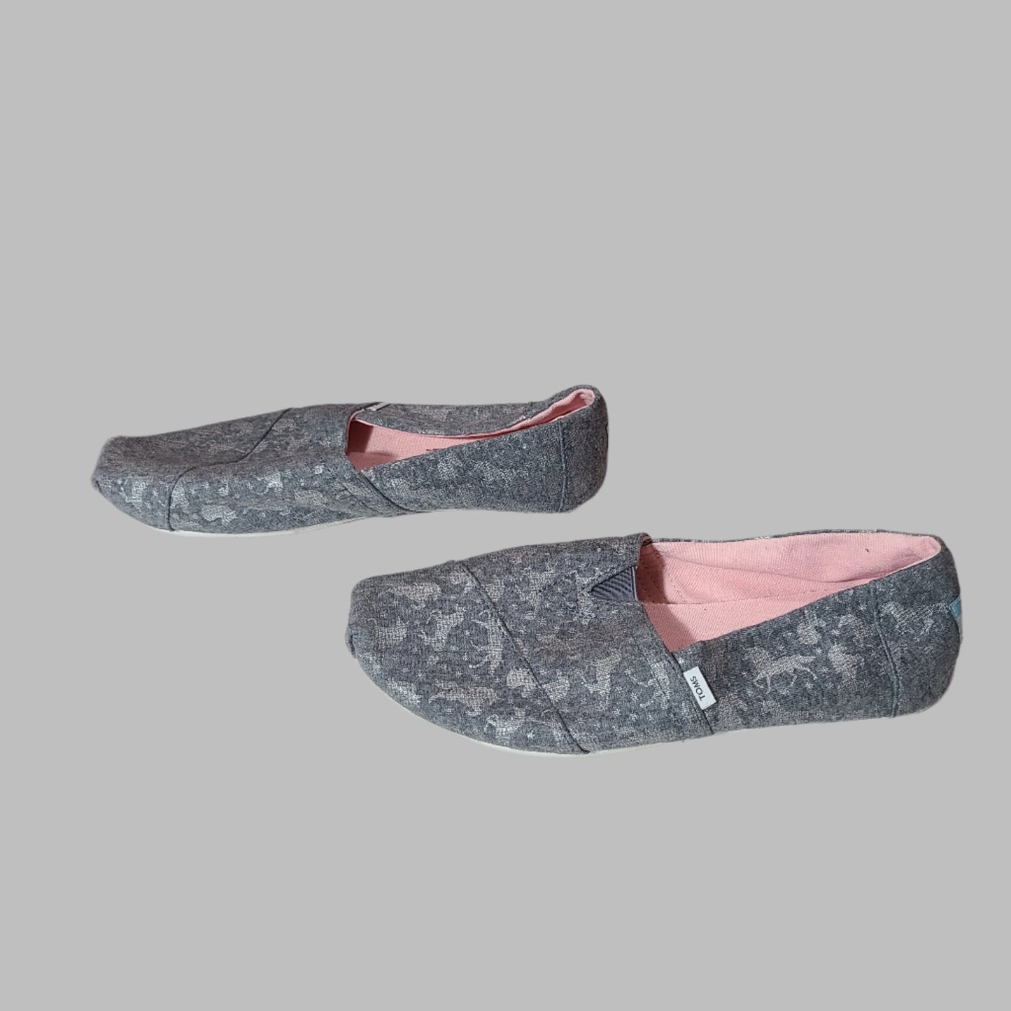 Women's Size 7.5 Toms Grey Alpargata Slip On Flats - USED