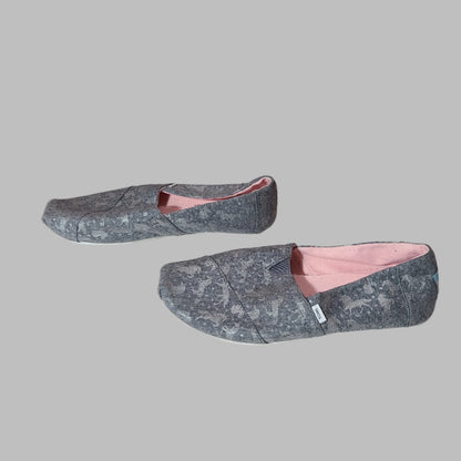 Women's Size 7.5 Toms Grey Alpargata Slip On Flats - USED