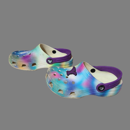Girl's Size 12 Tie-Dye Iconic Crocs Comfort - USED
