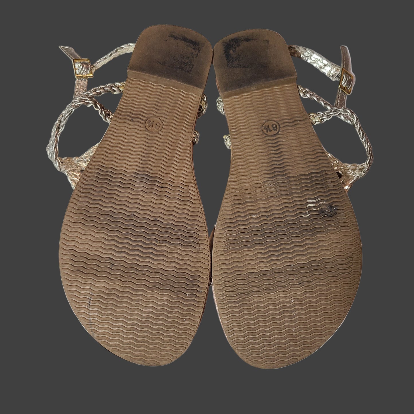 Women's 8.5 Merona Brown & Silver Braided Sandals - USED