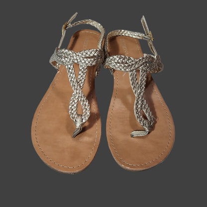 Women's 8.5 Merona Brown & Silver Braided Sandals - USED