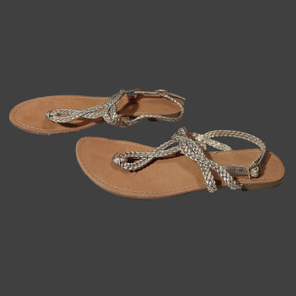Women's 8.5 Merona Brown & Silver Braided Sandals - USED