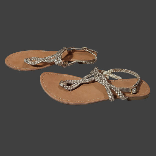 Women's 8.5 Merona Brown & Silver Braided Sandals - USED