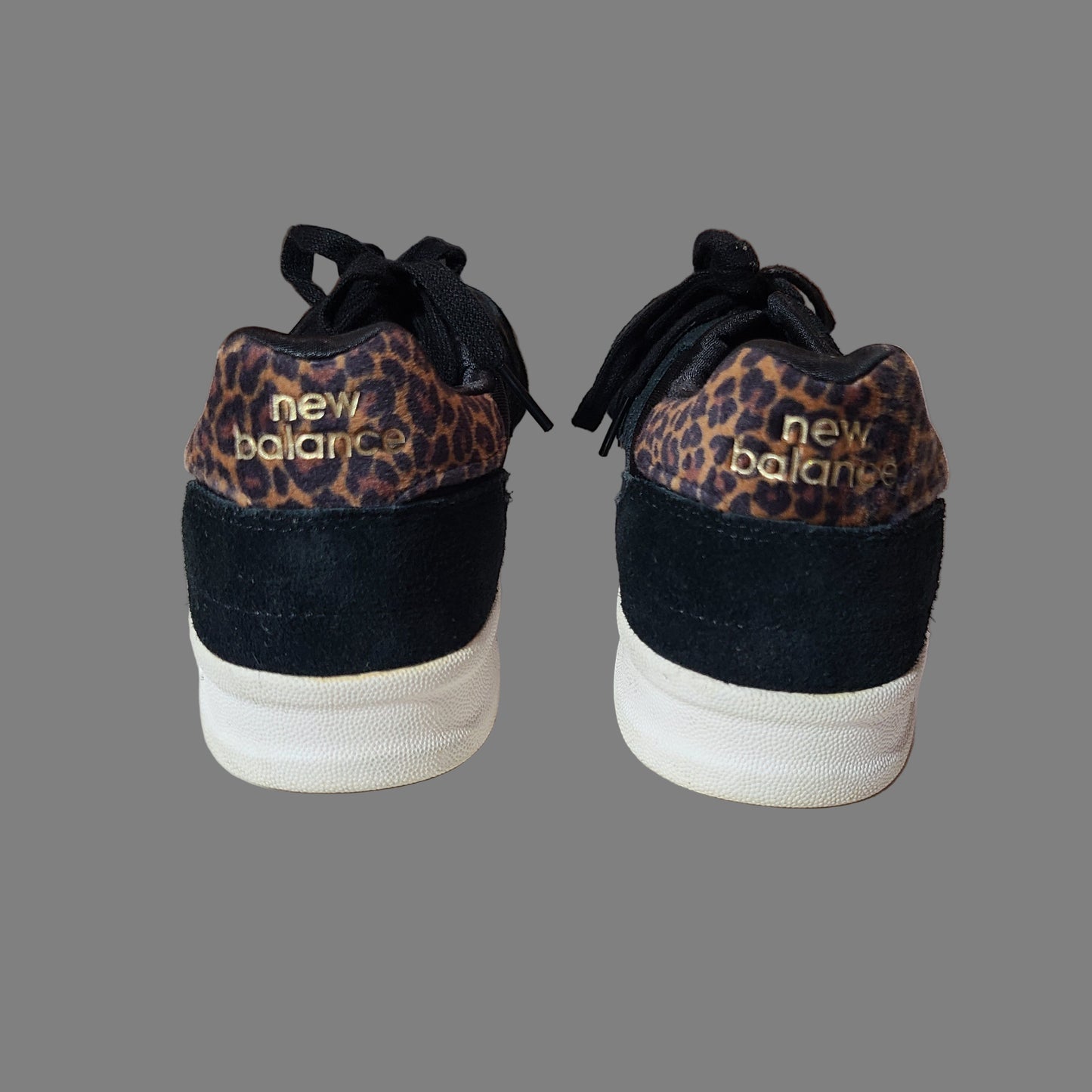 Women's 10 New Balance 300 V2 Black & Leopard Print Sneakers - USED