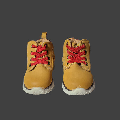 Boys 3 Wonder Nation Tan Suede Velcro Boots - LIKE NEW