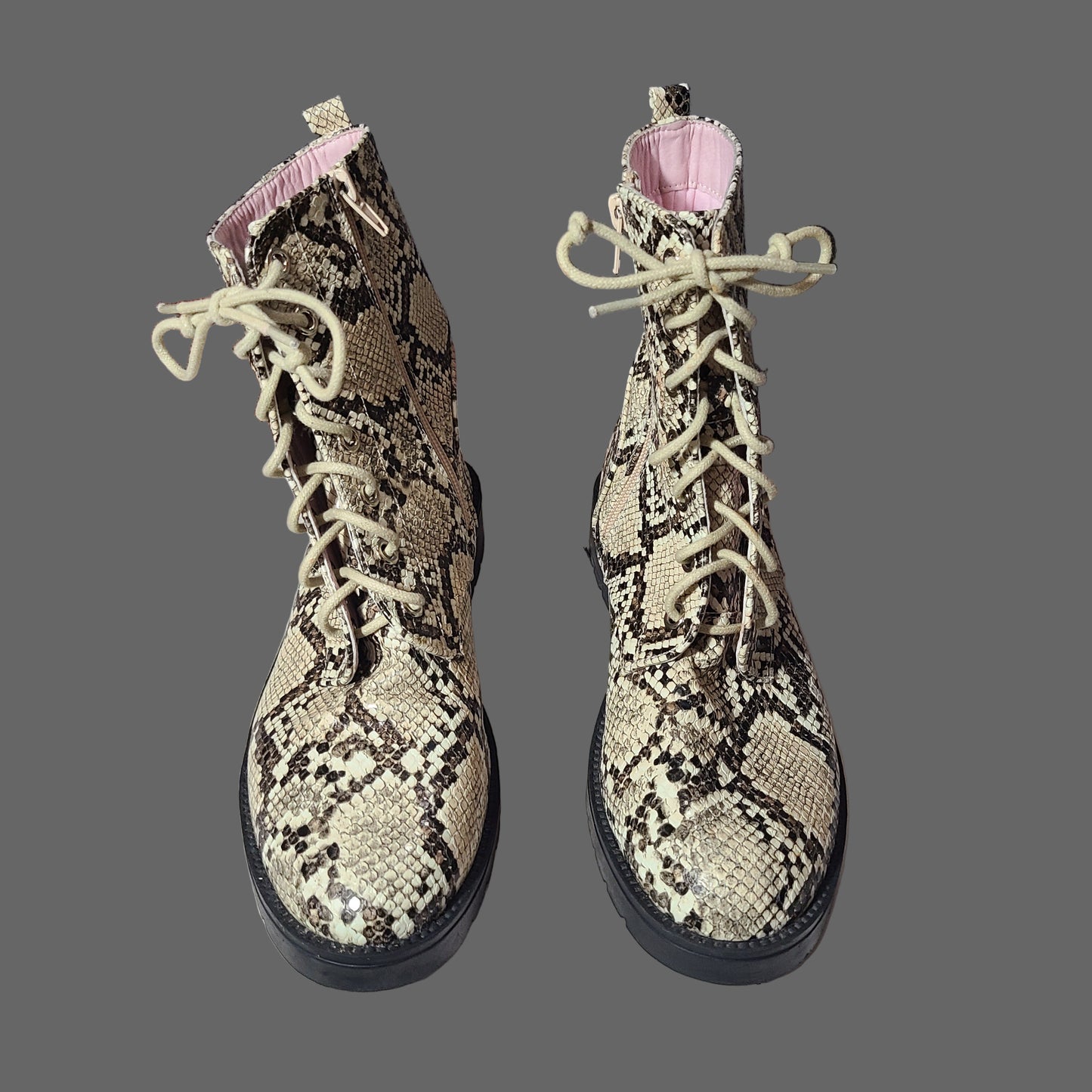 Women's 8M Coconuts by Matisse Finch Snake Print Boots - LIKE NEW
