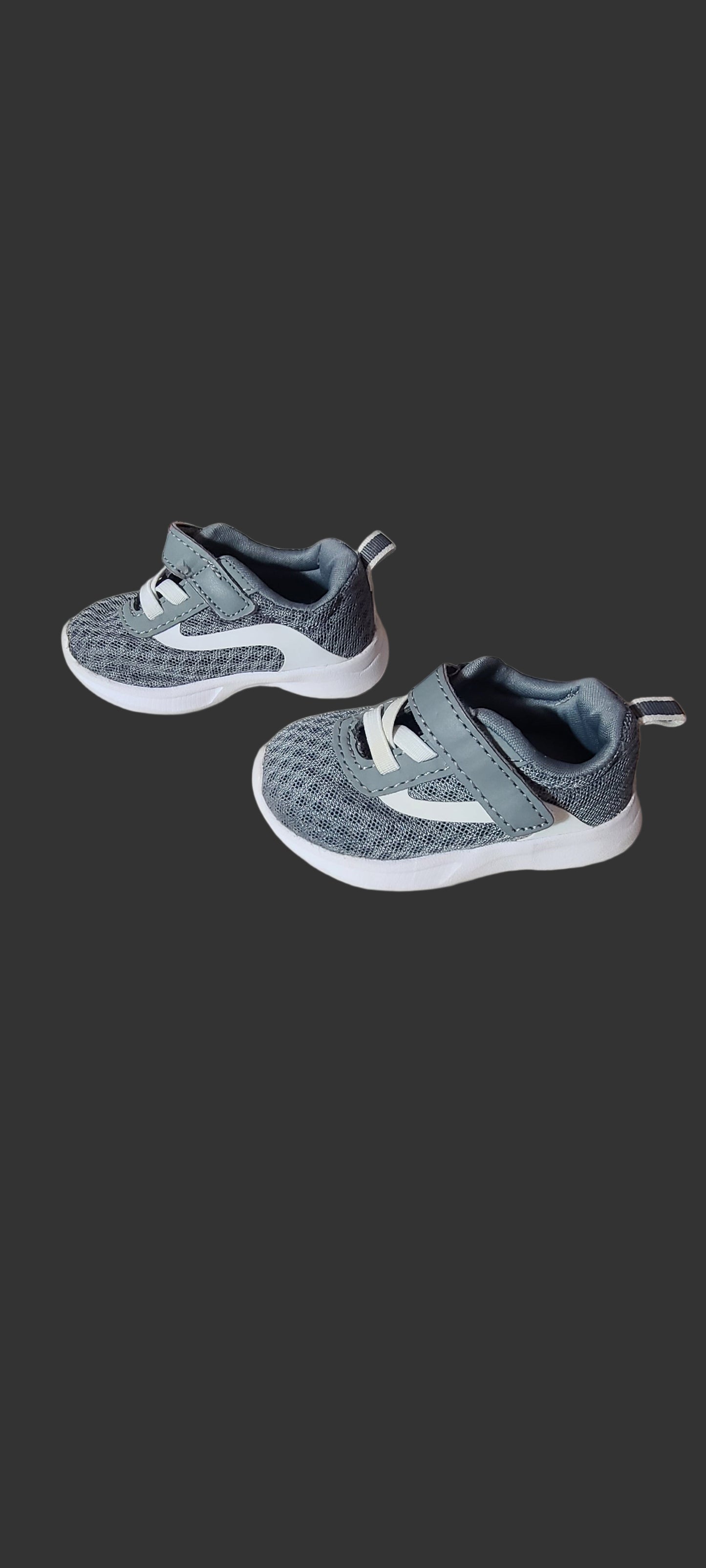 Toddler Boys Size 3 Wonder Nation Gray Velcro Sneakers - USED