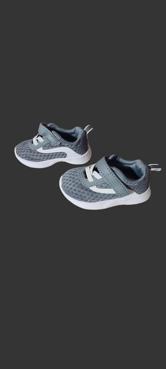 Toddler Boys Size 3 Wonder Nation Gray Velcro Sneakers - USED