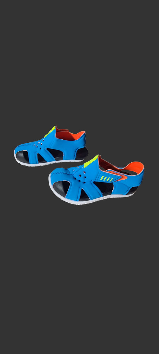 Toddler Boys Size 7/8 Wonder Nation Blue Bump Toe Sandals - LIKE NEW