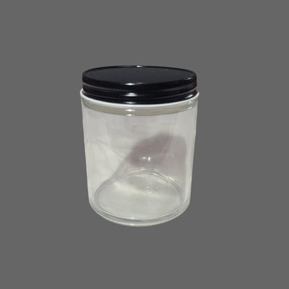 Clear Glass Jar with Black Lid - NEW