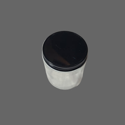 Clear Glass Jar with Black Lid - NEW