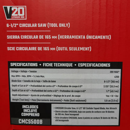 Craftsman V20 6.5" Circular Saw - CMCS500B - Battery NOT Included - NEW