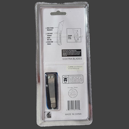 Camco Tools Blue Folding Lock-Back Utility Knife w/ 5 Extra Blades - NEW