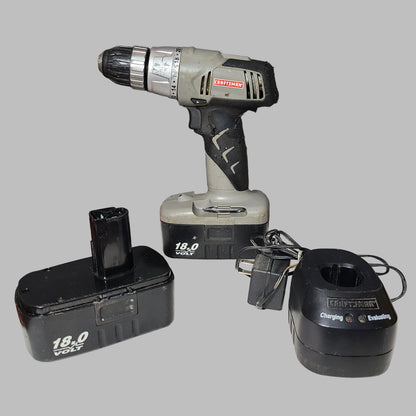 Craftsman Cordless 3/8" Drill/Driver w/ 2 Batteries, Charger, & Carry Case - Tested - USED