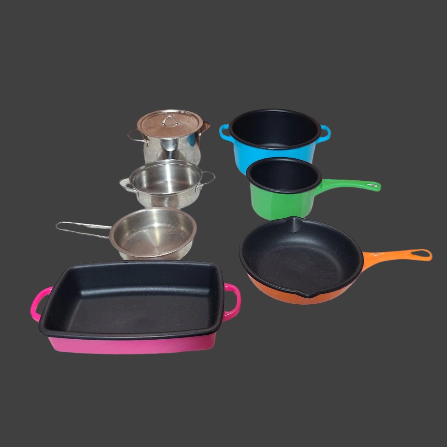 8PC Bag Miscellaneous Plastic/Metal Pots & Pans Cooking Toys - USED