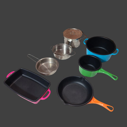 8PC Bag Miscellaneous Plastic/Metal Pots & Pans Cooking Toys - USED