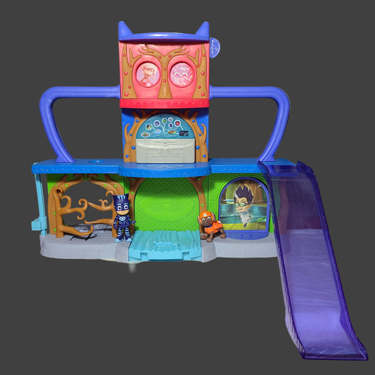 PJ Masks Headquarters Play Set w/ 2 Figures - Needs Batteries - Missing Pieces - AS IS
