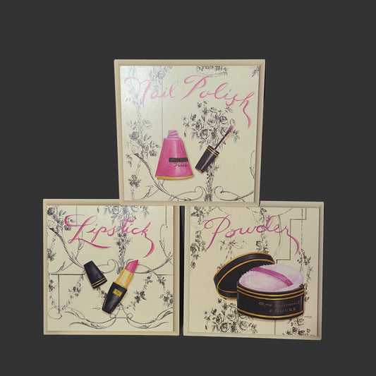 3PK Bed Bath & Beyond Wooden Makeup Wall Plaques - USED