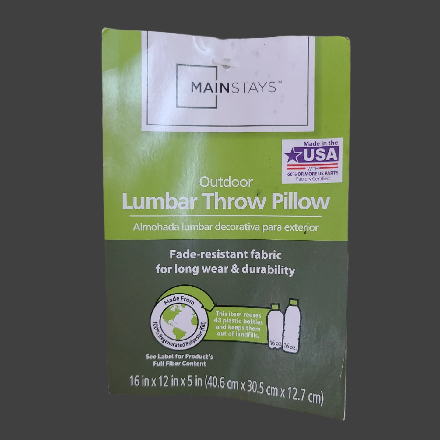 Mainstays Outdoor "Home Sweet Home" Lumbar Throw Pillow - LIKE NEW