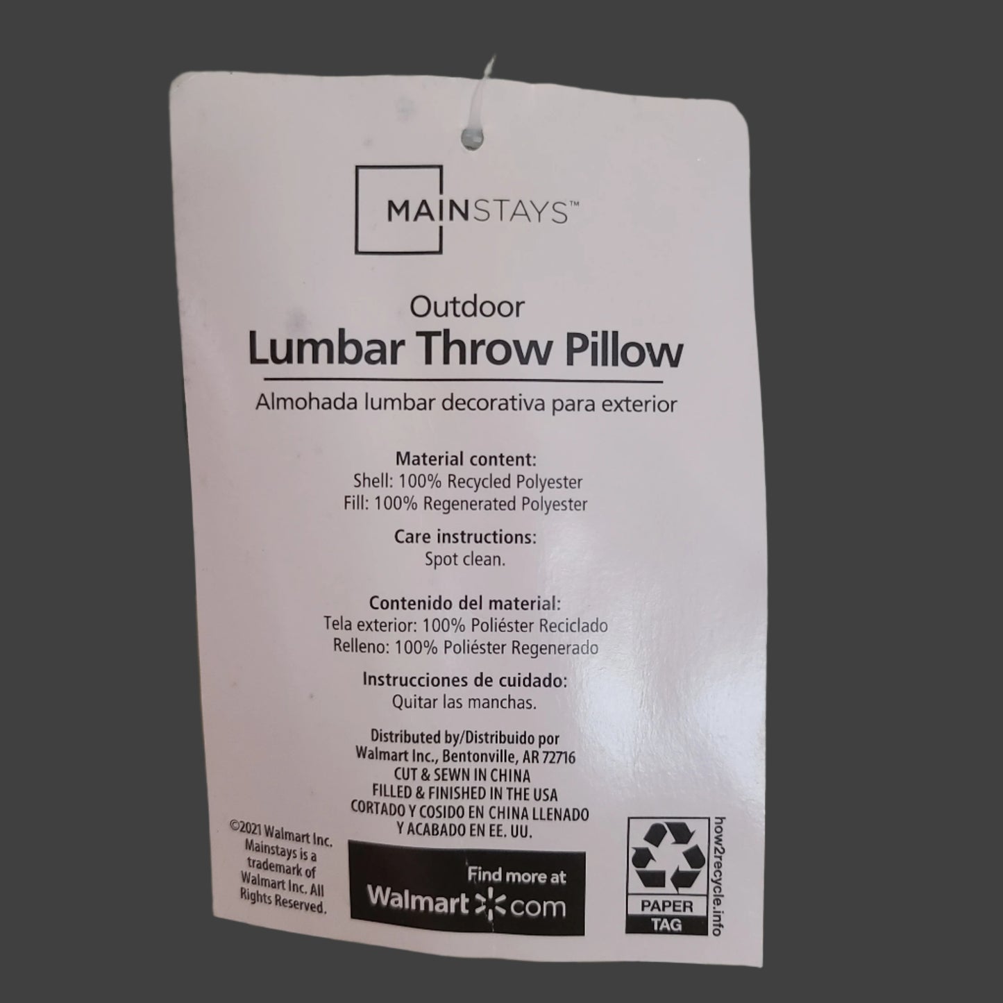 Mainstays Outdoor "Home Sweet Home" Lumbar Throw Pillow - LIKE NEW