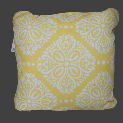 Mainstays Outdoor Yellow & White Design Throw Pillow - LIKE NEW