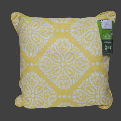 Mainstays Outdoor Yellow & White Design Throw Pillow - LIKE NEW
