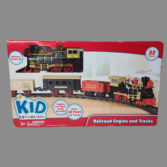 Kid Connection Railroad Engine and Tracks - 22 Pieces - Battery Powered (Not Incld.) - NEW